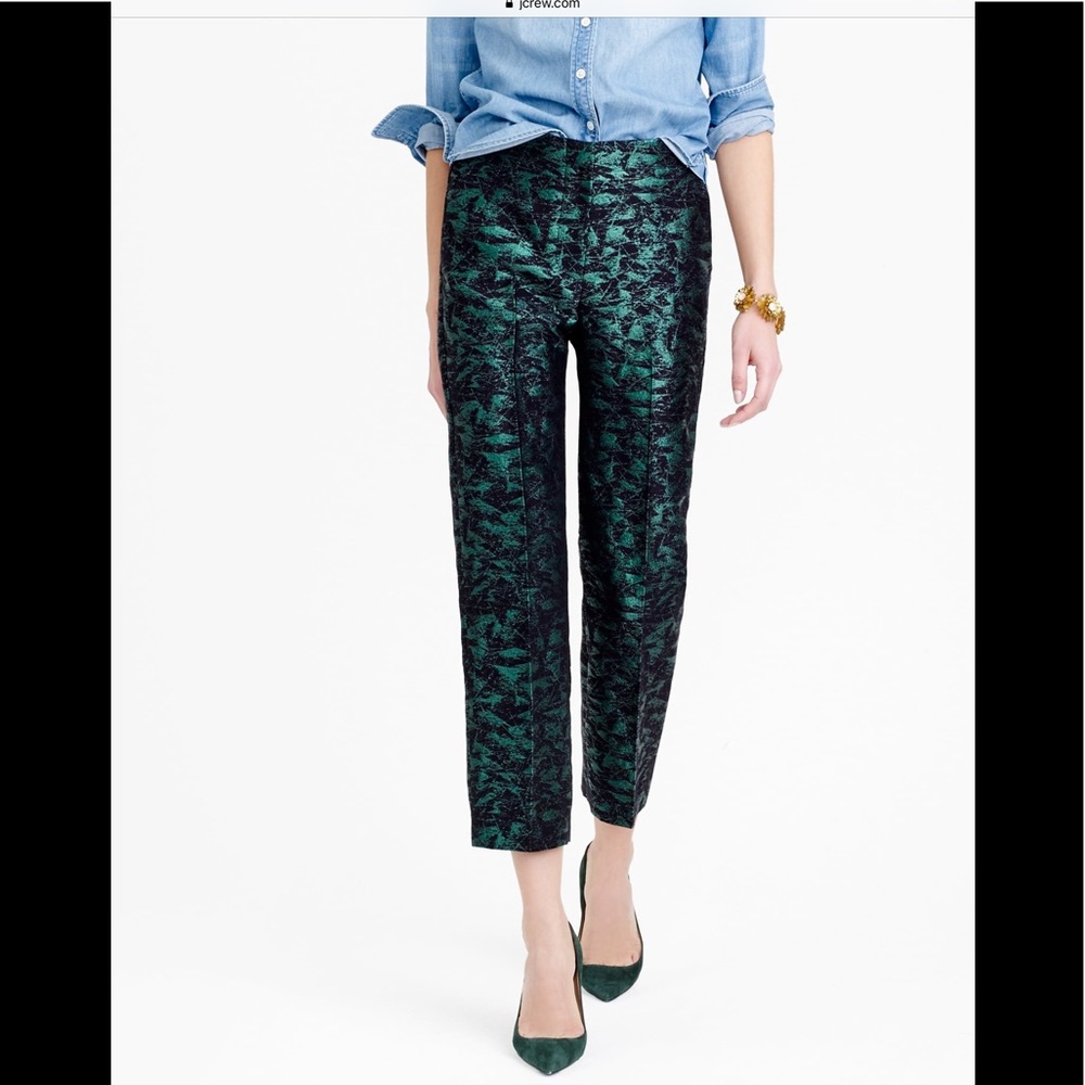 J. Crew “ HP” Patio Pant Evergreen Jacquard